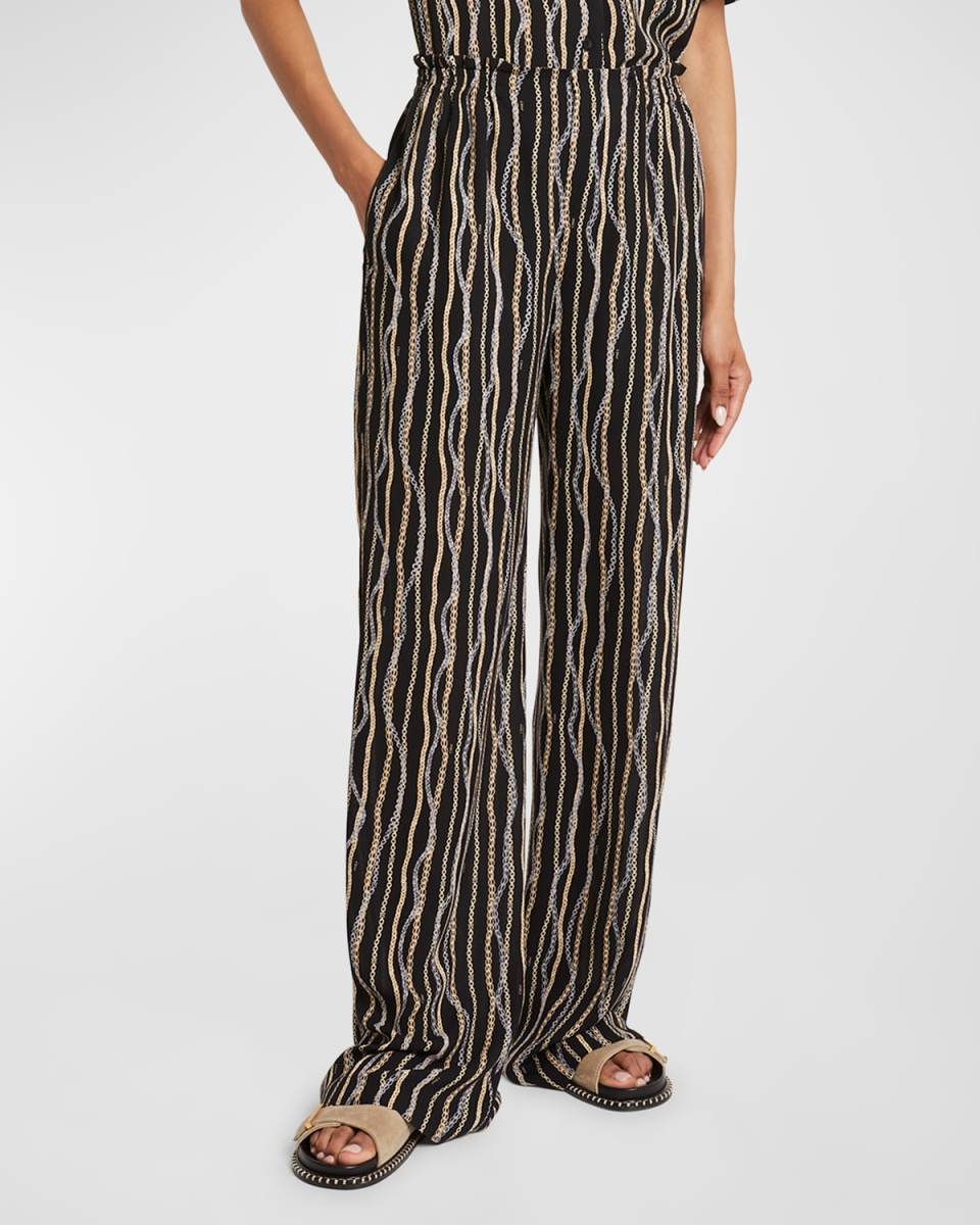 Chain-Print Wide-Leg Trousers